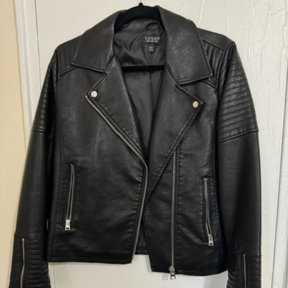 Topshop Faux Leather Moto Jacket
